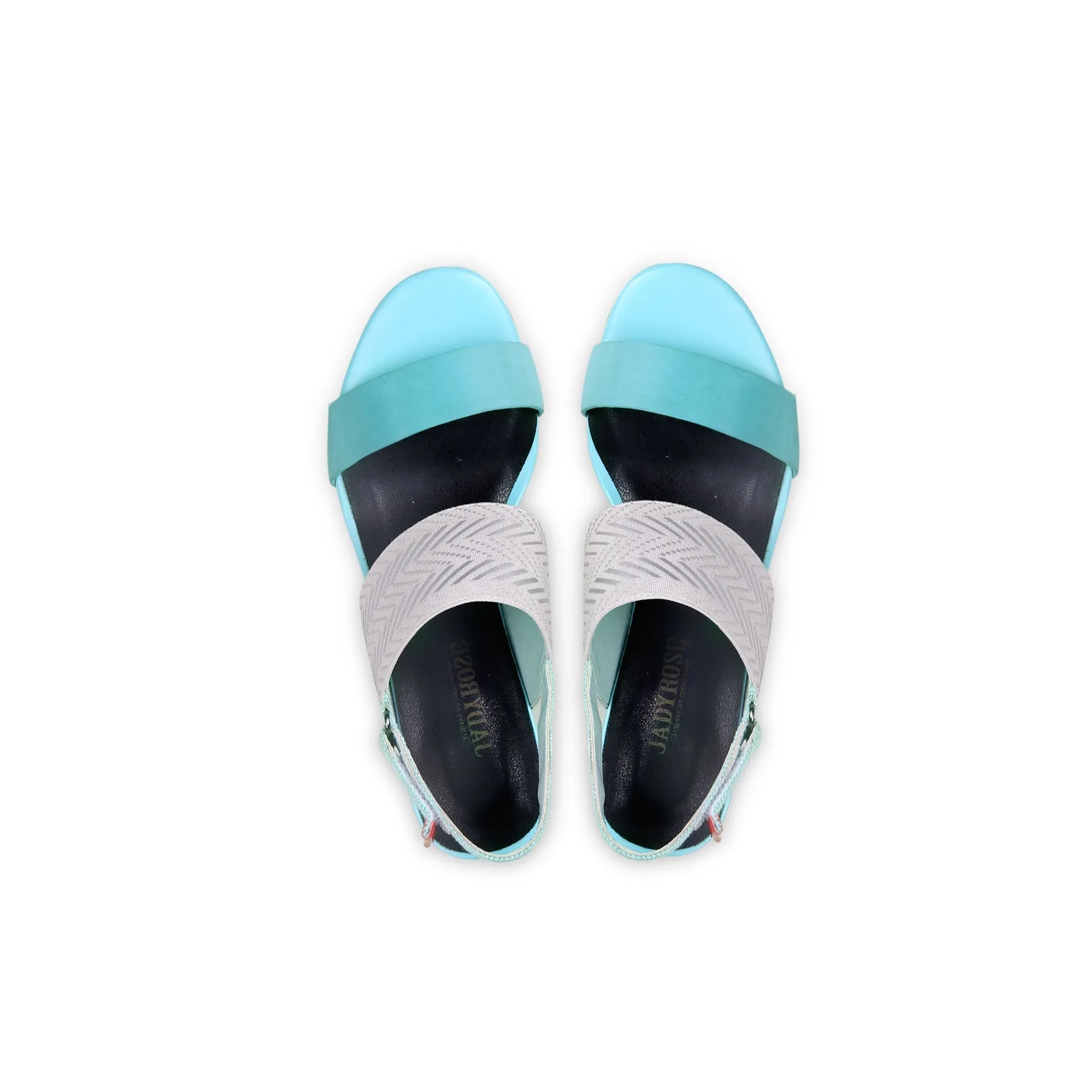 Dual-Strap Leather Slingback Sandal - Turquoise