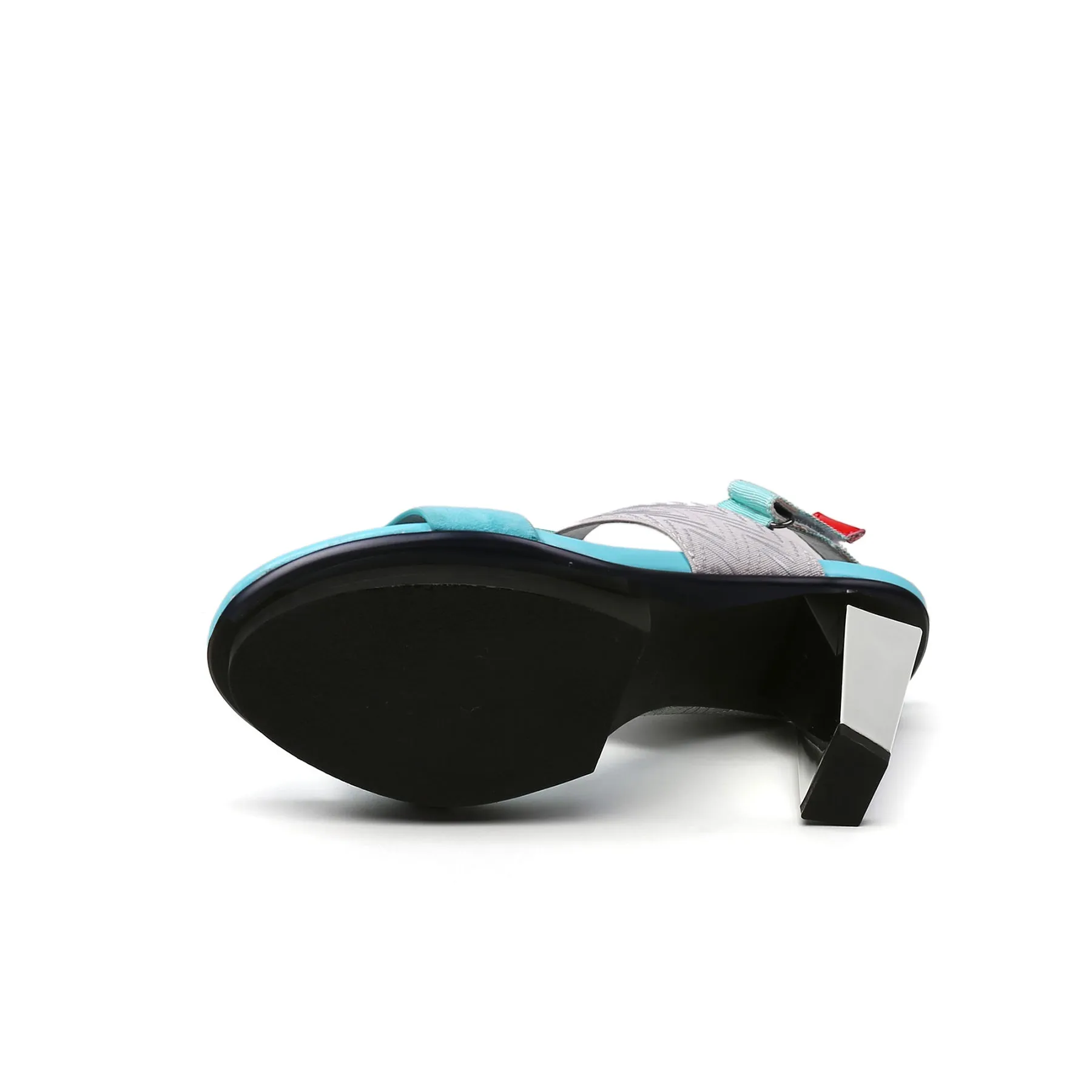 Dual-Strap Leather Slingback Sandal - Turquoise