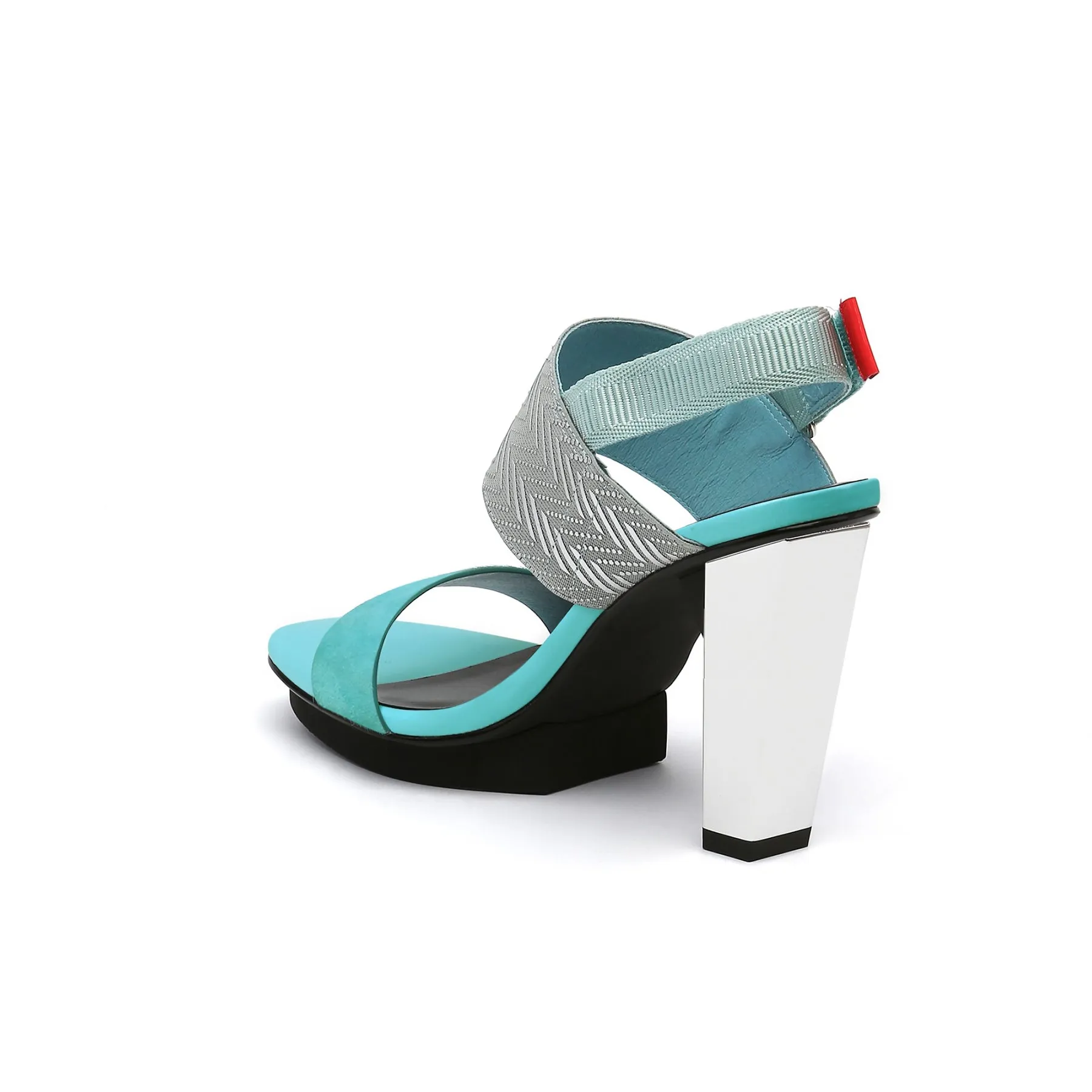Dual-Strap Leather Slingback Sandal - Turquoise