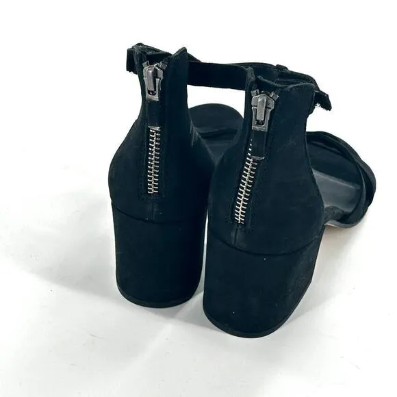 Eileen Fisher Jazzy Heel Sandals 8.5 NEW Black Leather Block Ankle Strap