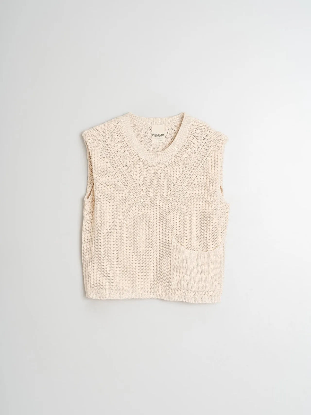 English Rib Knit Vest - Cream