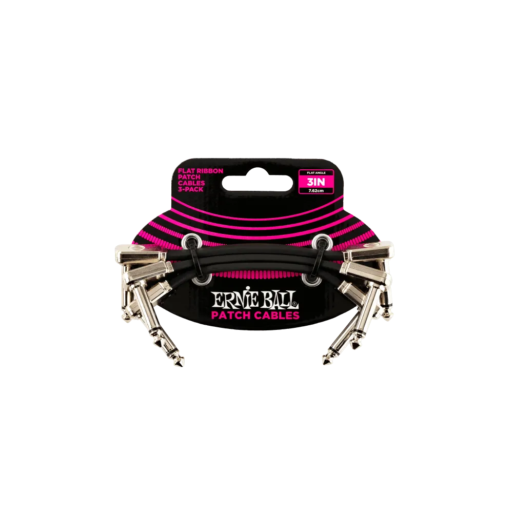 Ernie Ball 3" Flat Ribbon Patch Cables 3 pack