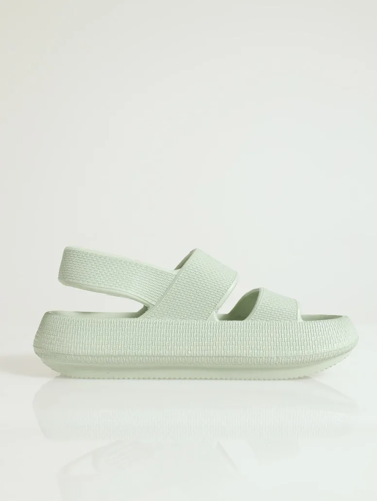 Eva Chunky Double Strap Sandal With Back Strap - Sage