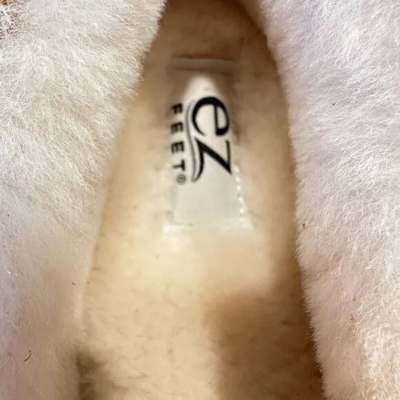 EZ FEET REAL SHEARLING/SUEDE SLIP ON LOAFER SLIPPERS MENS SIZE 10 US