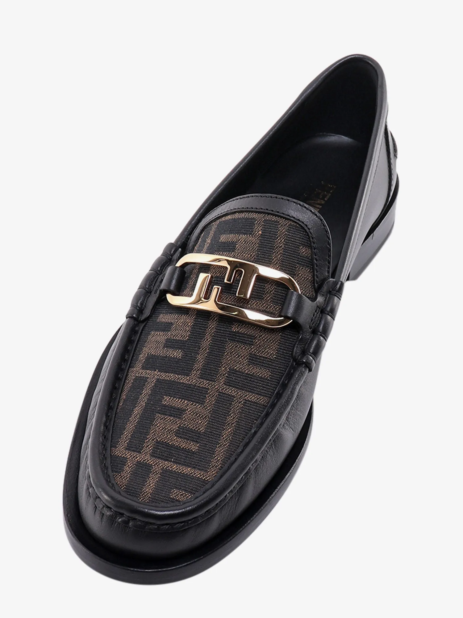 Fendi Leather Loafer With Ff Print Insert