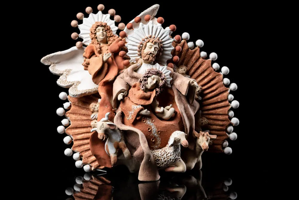 Fine Mexican Clay Nativity Oaxacan Pottery from Atzompa by V. Vasquez