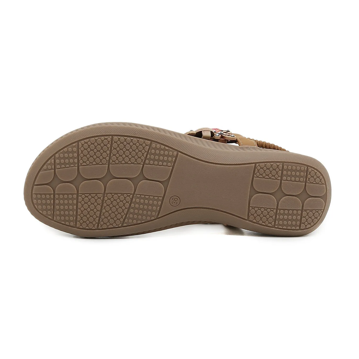 Floral Bead Braided Asymmetrical Sandal - Khaki
