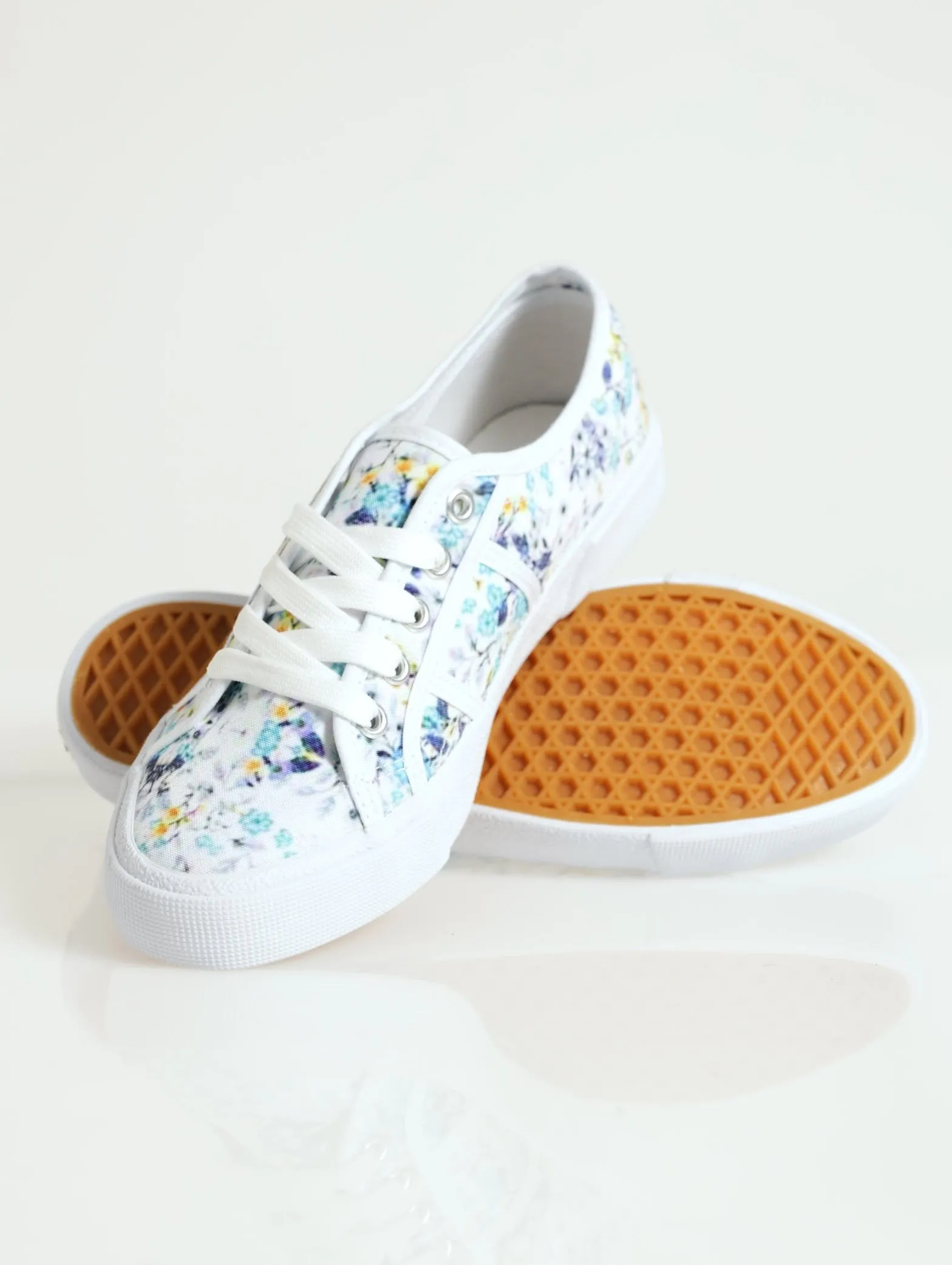 Floral Print Lace-Up Canvas Sneaker