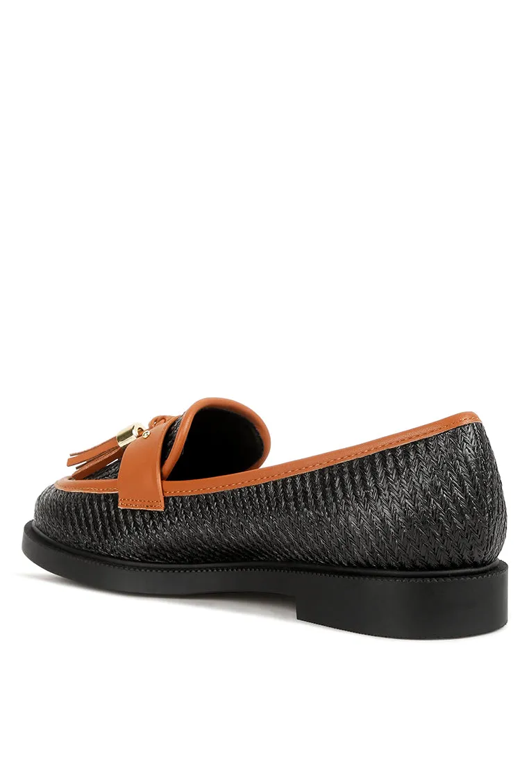 Foxford Tassle Detail Raffia Loafers