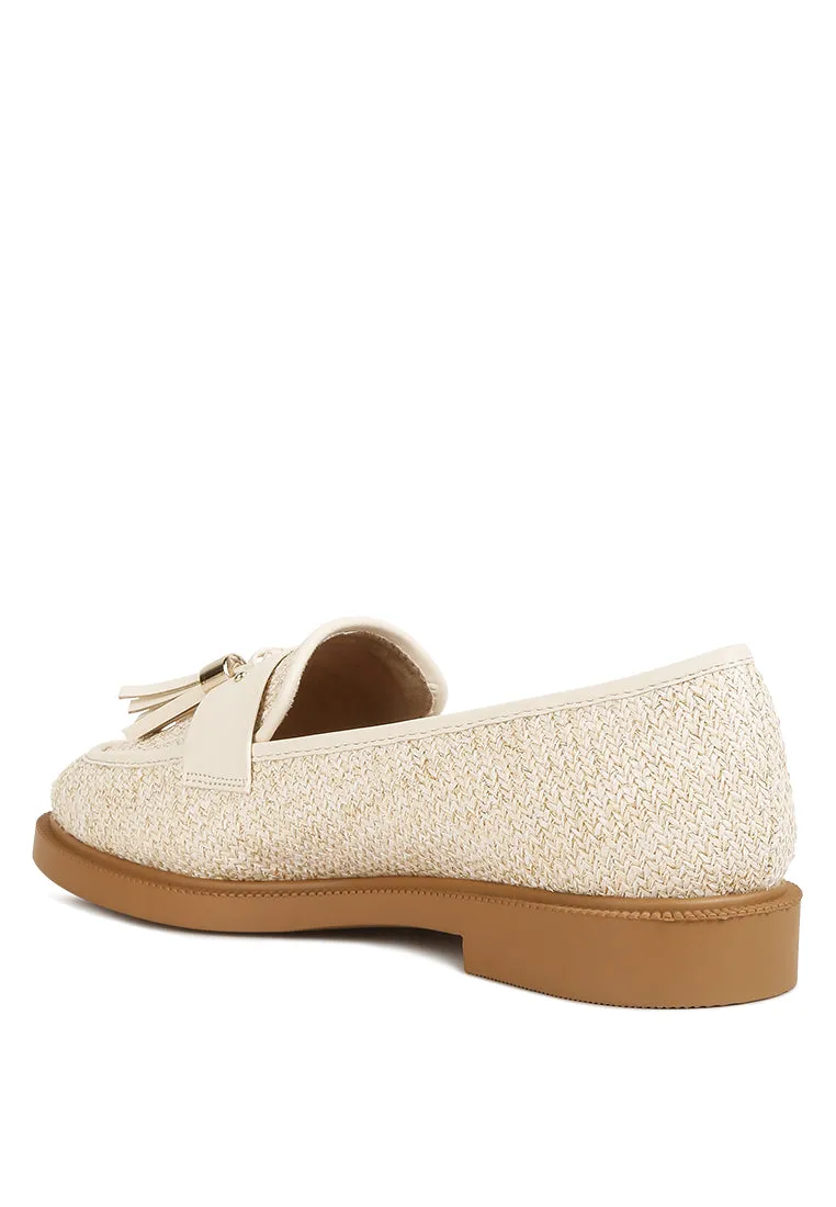 Foxford Tassle Detail Raffia Loafers