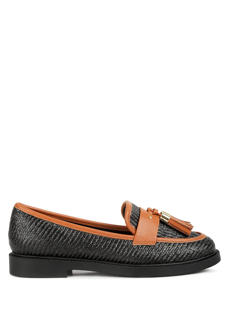 Foxford Tassle Detail Raffia Loafers