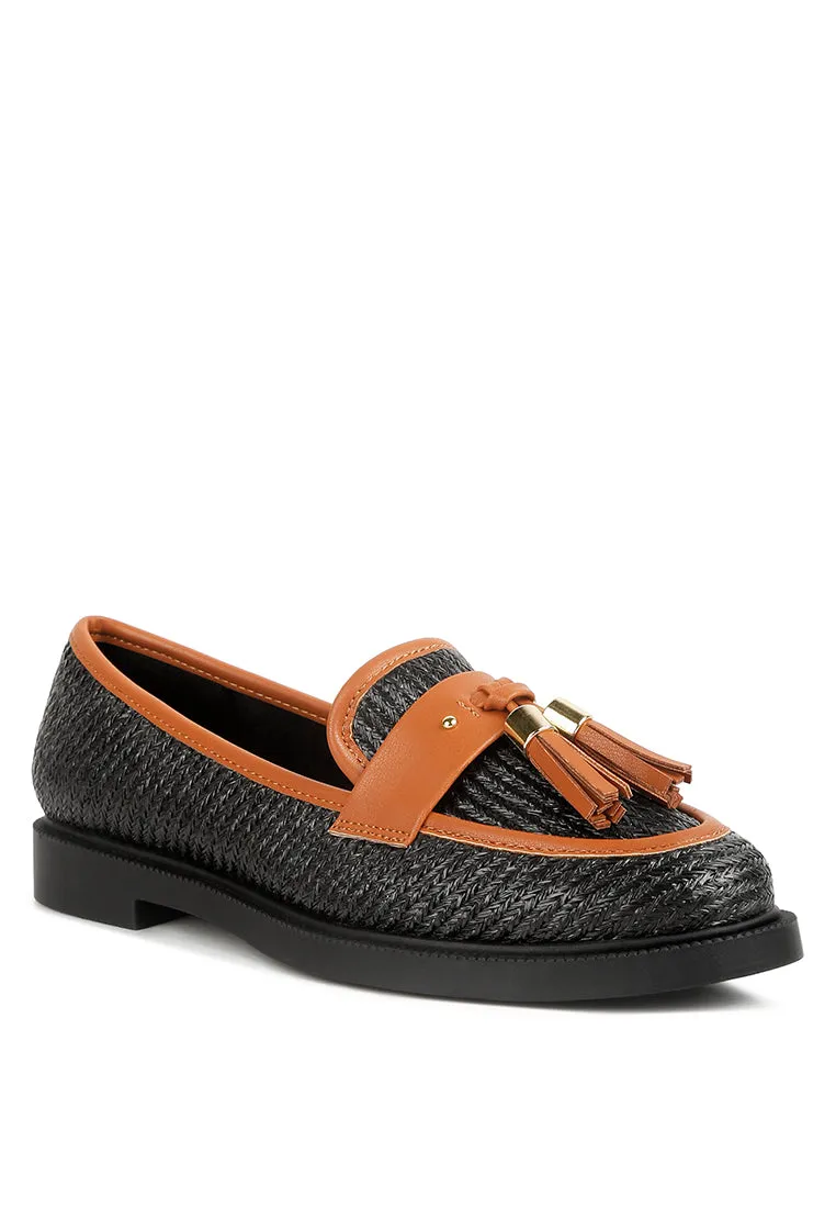 Foxford Tassle Detail Raffia Loafers