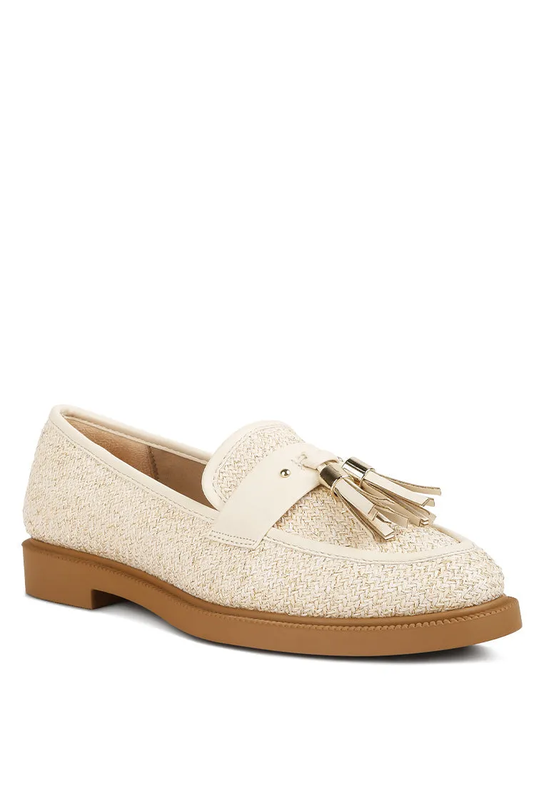 Foxford Tassle Detail Raffia Loafers