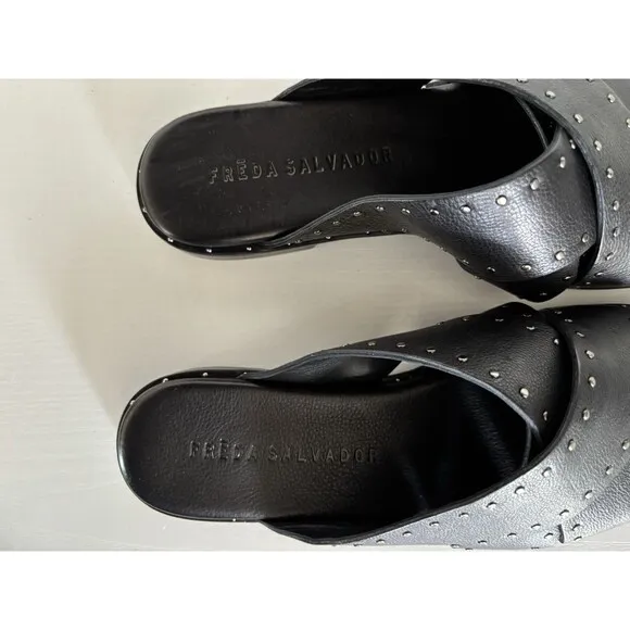 Freda Salvador Dew Cross Strap Studded Leather Sandal Women's Size 6.5