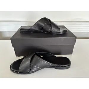 Freda Salvador Dew Cross Strap Studded Leather Sandal Women's Size 6.5