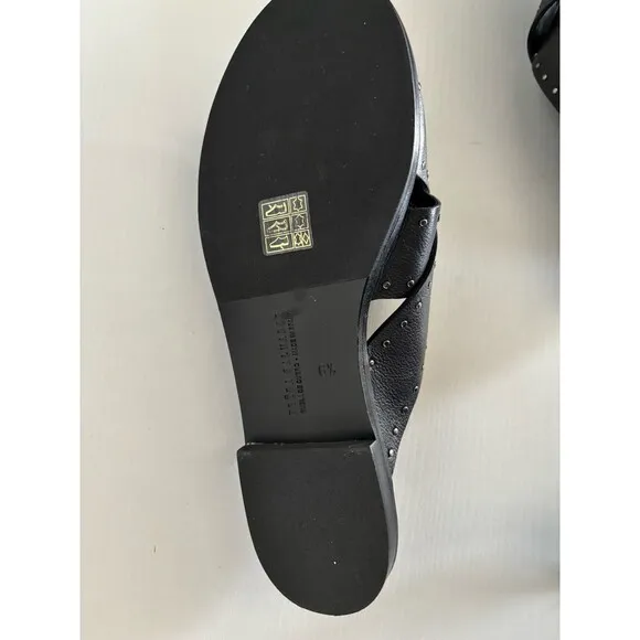 Freda Salvador Dew Cross Strap Studded Leather Sandal Women's Size 6.5