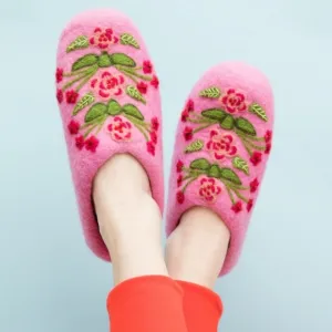 French Knot Pink Secret Garden Slippers Size XL
