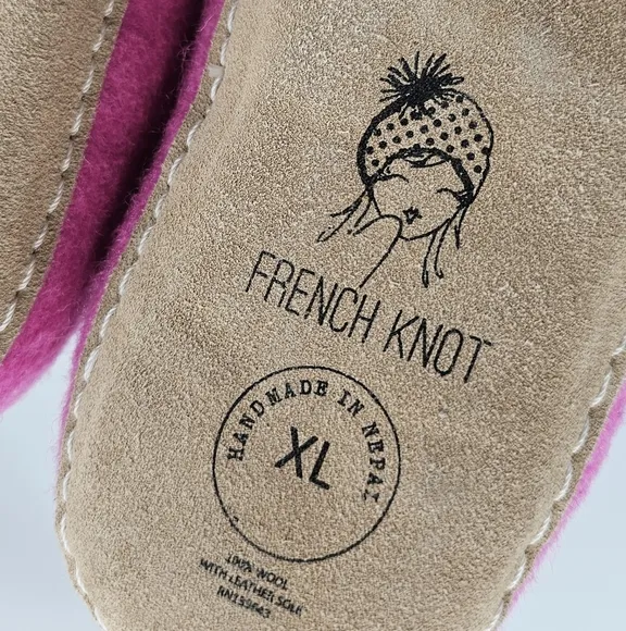 French Knot Pink Secret Garden Slippers Size XL