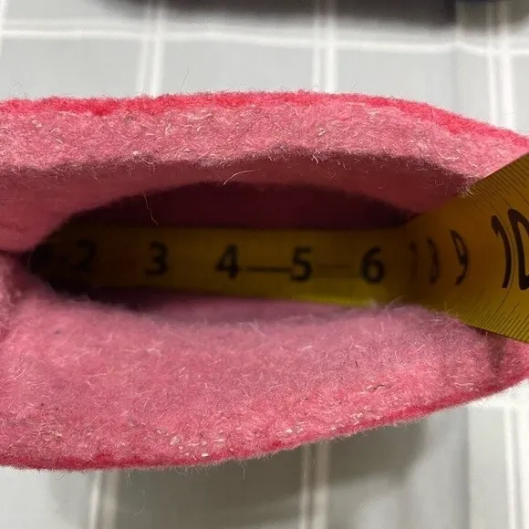 Girls Wool Felted Slippers Purple Pink 8&quot; Youth (4-7 years) Non-slip Soles