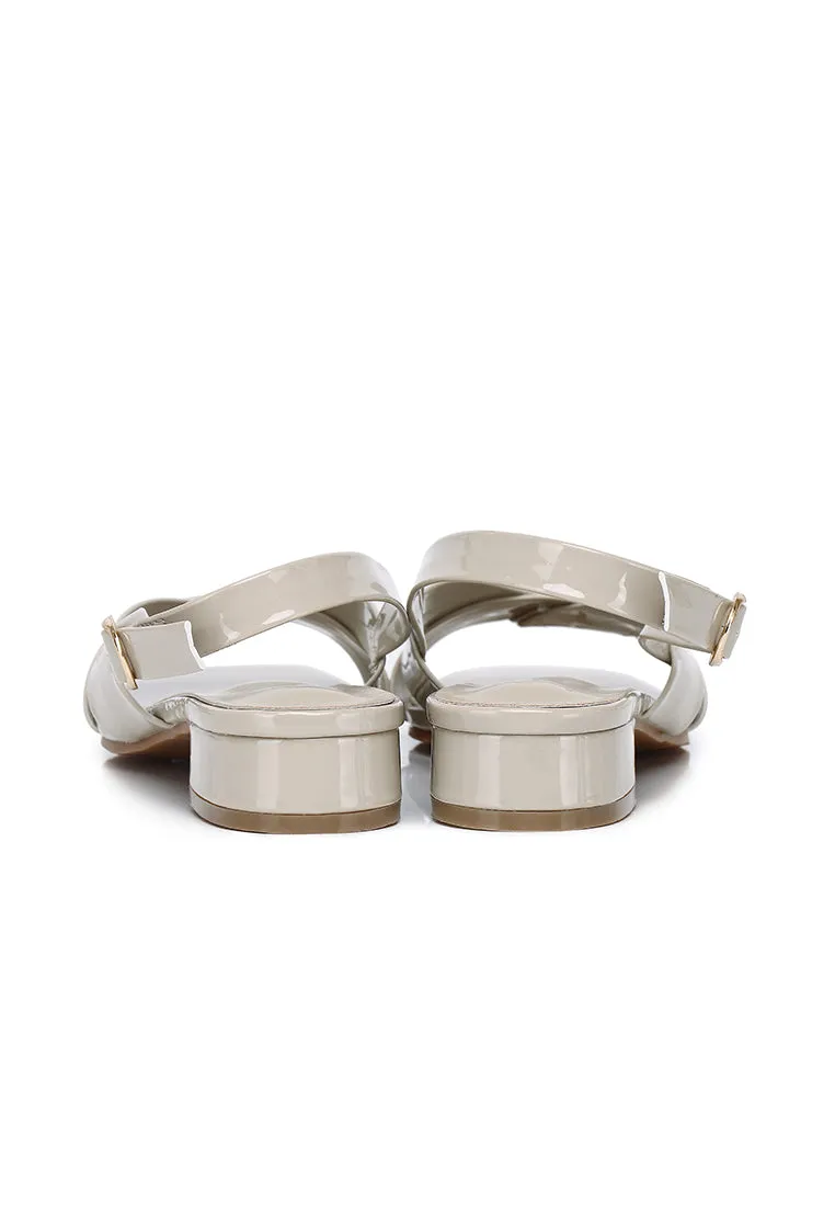 Hailey Patent Slingback Sandals (Khaki)