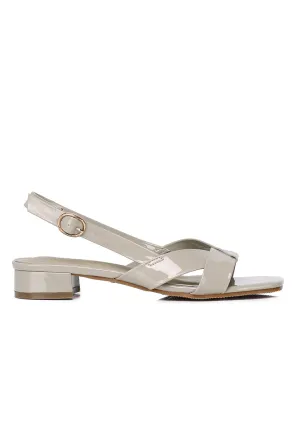 Hailey Patent Slingback Sandals (Khaki)