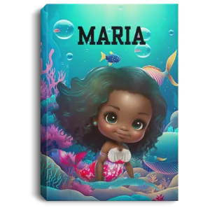 Hispanic Mermaid Personalized Canvas .75in Frame