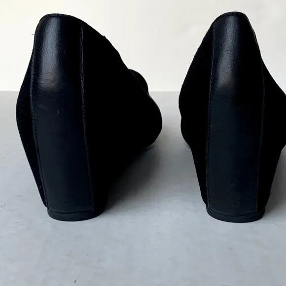 Hush Puppies Black Monogram Smoking Slippers Heels Pumps Leather Slip On 11 43