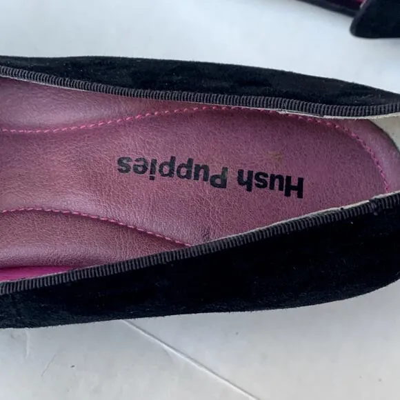 Hush Puppies Black Monogram Smoking Slippers Heels Pumps Leather Slip On 11 43