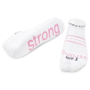 I am strong™ white LITE-NOTES™ socks with pink words
