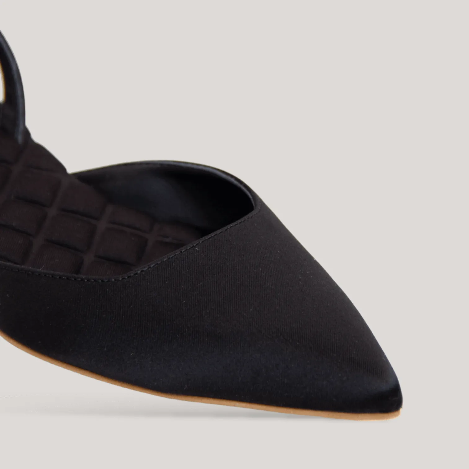 JACKIE | Black Satin Slingback Flats