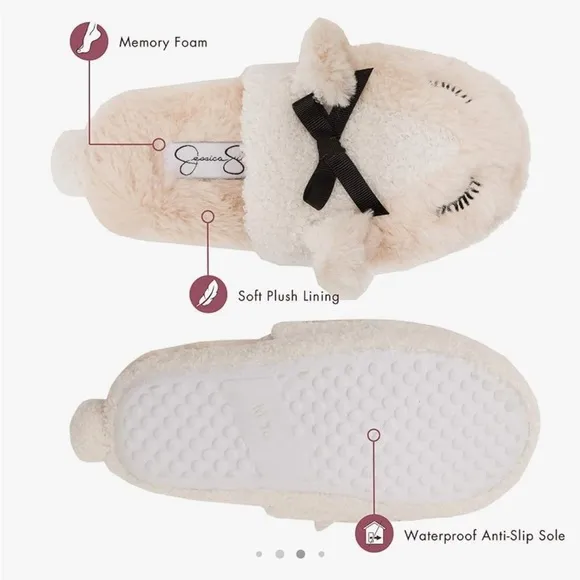 Jessica Simpson Girl's Cute and Cozy Plush Slip on Slippers with Memory Foam