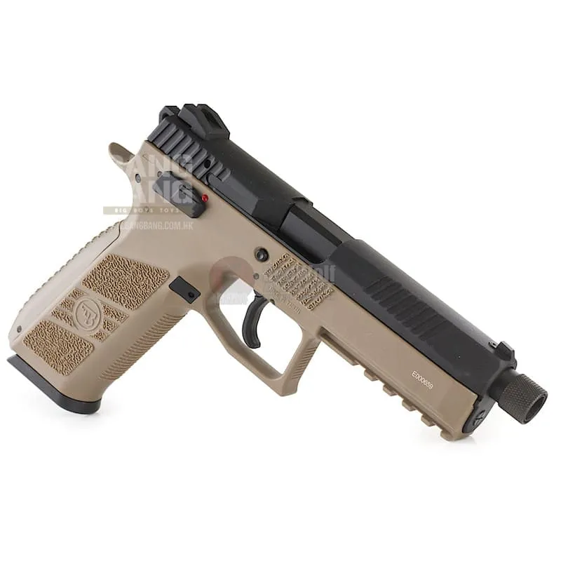 KJ Works CZ P-09 Duty (ASG Licensed) with 14mm CCW Thread Barrel Gas Version -TAN