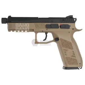 KJ Works CZ P-09 Duty (ASG Licensed) with 14mm CCW Thread Barrel Gas Version -TAN
