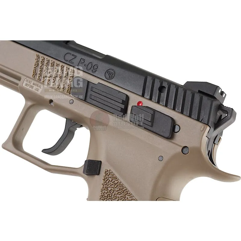 KJ Works CZ P-09 Duty (ASG Licensed) with 14mm CCW Thread Barrel Gas Version -TAN