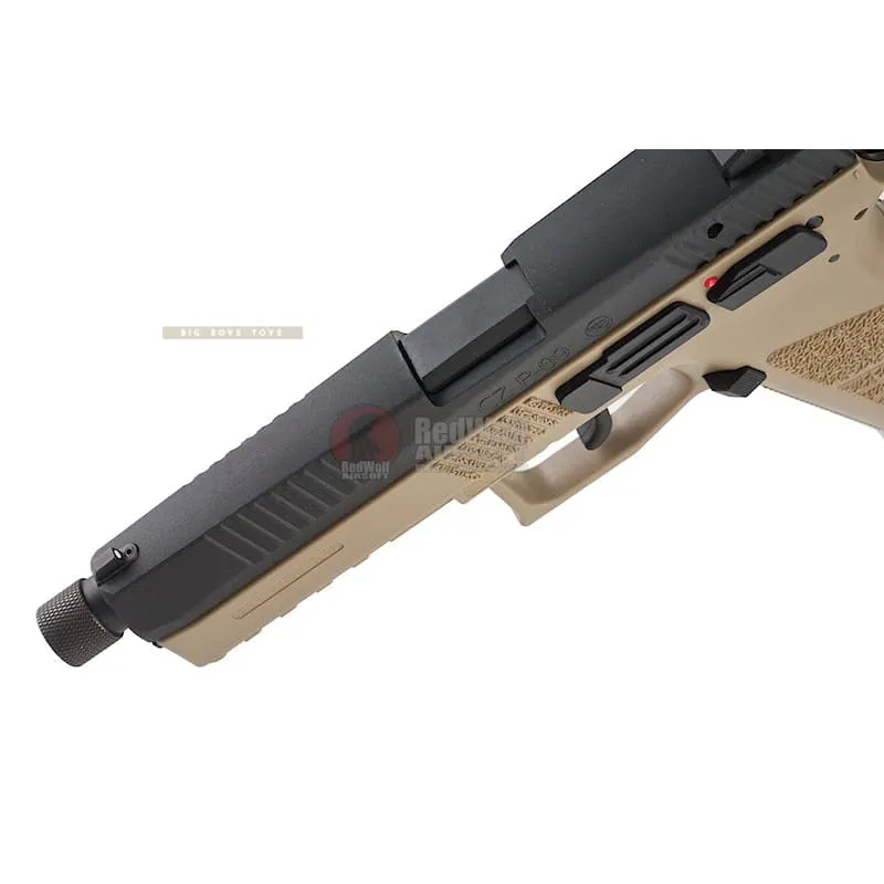KJ Works CZ P-09 Duty (ASG Licensed) with 14mm CCW Thread Barrel Gas Version -TAN