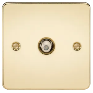 Knightsbridge FP0150PB Flat Plate 1G SAT TV Outlet (Non-Isolated) - Polished Brass