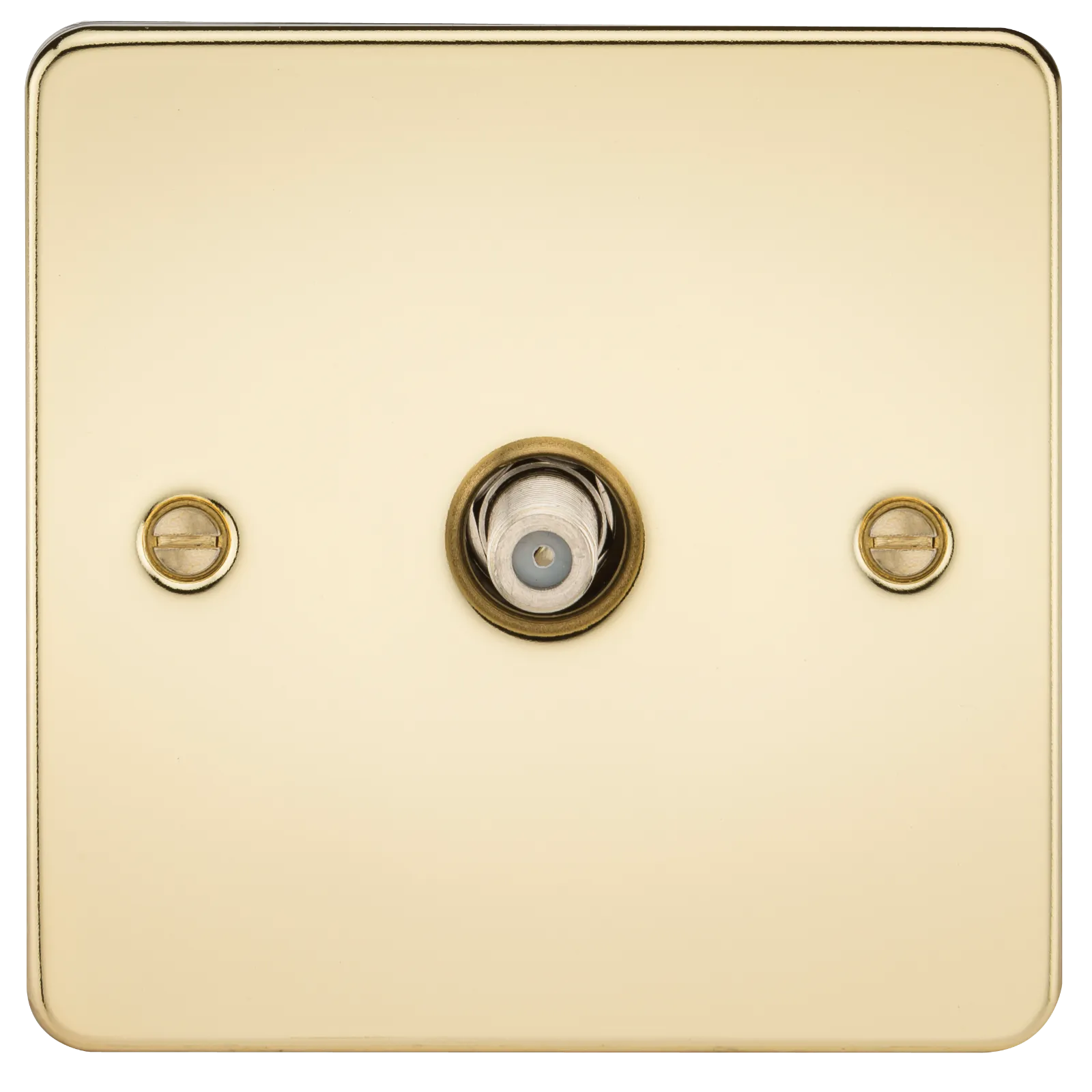 Knightsbridge FP0150PB Flat Plate 1G SAT TV Outlet (Non-Isolated) - Polished Brass