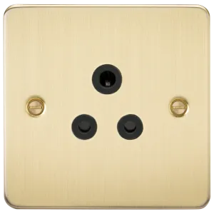 Knightsbridge FP5ABB Flat Plate 5A Unswitched Socket - Brushed Brass   Black Insert