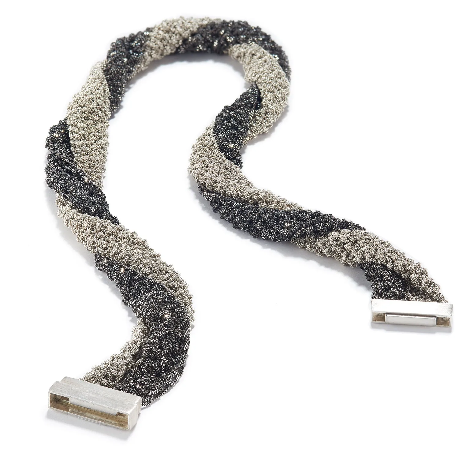 Knitted Bi-Color Silver Necklace