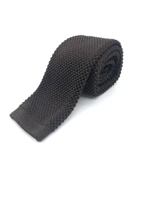 Knitted Flat Edge Tie - Dark Brown