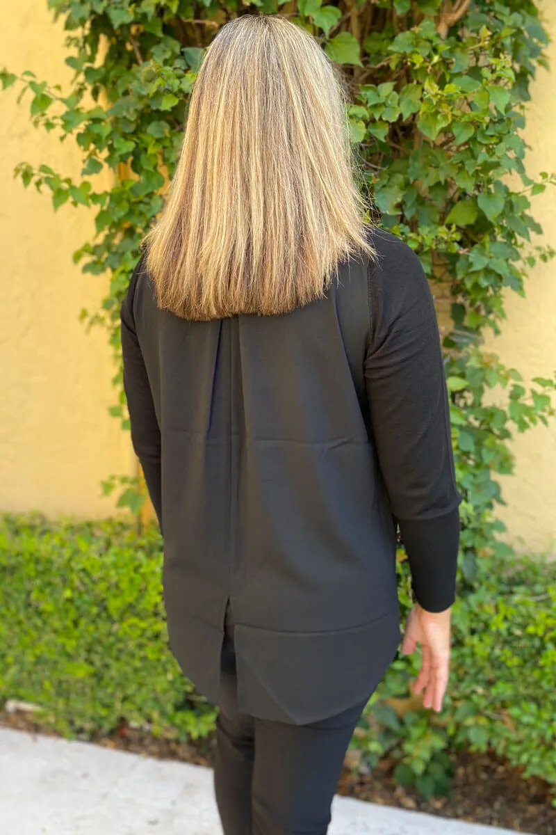 Knitted Front Tunic - Black