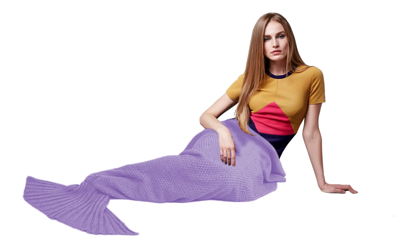 Knitted Wool Mermaid Tail Blanket for Kids and Adults