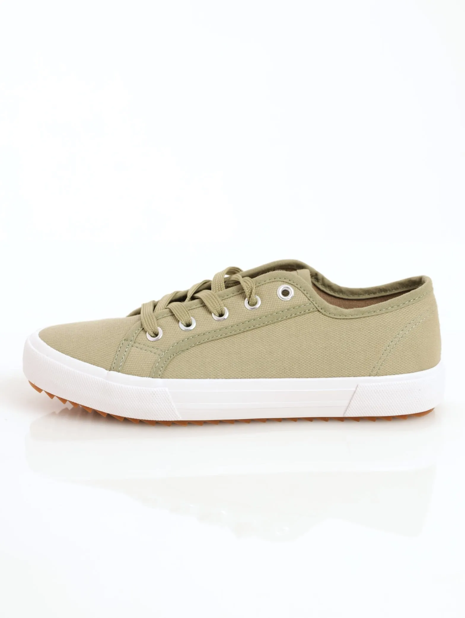 Ladies Canvas Lace-Up Street Sneaker - Olive