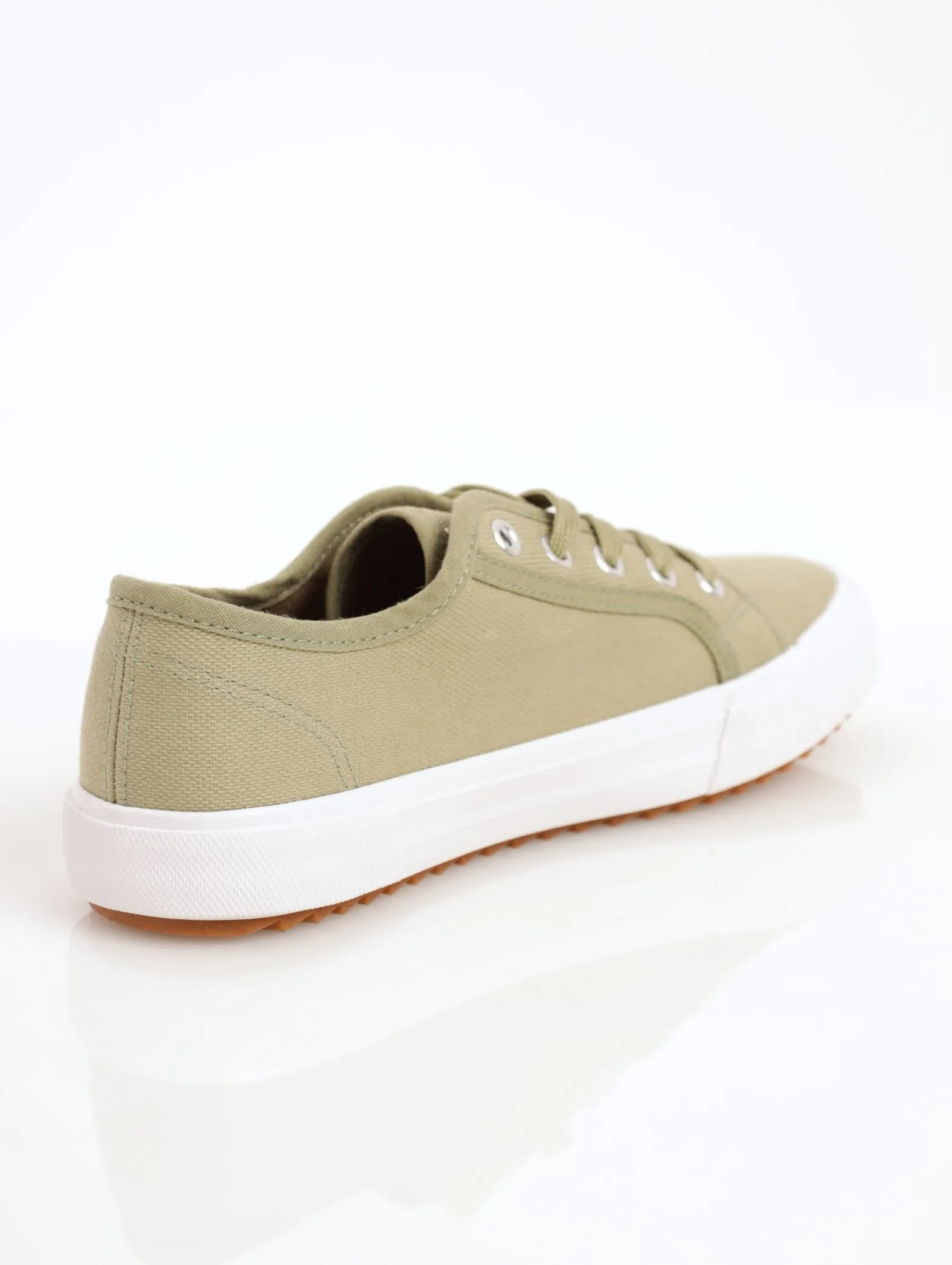 Ladies Canvas Lace-Up Street Sneaker - Olive