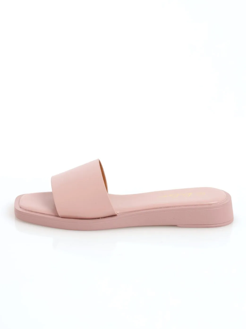 Ladies Square Toe Padded Mule Sandal - Mauve