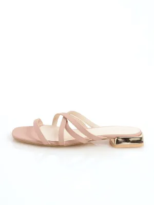 Ladies Tube Strap With Cross-Over Sandal - Blush