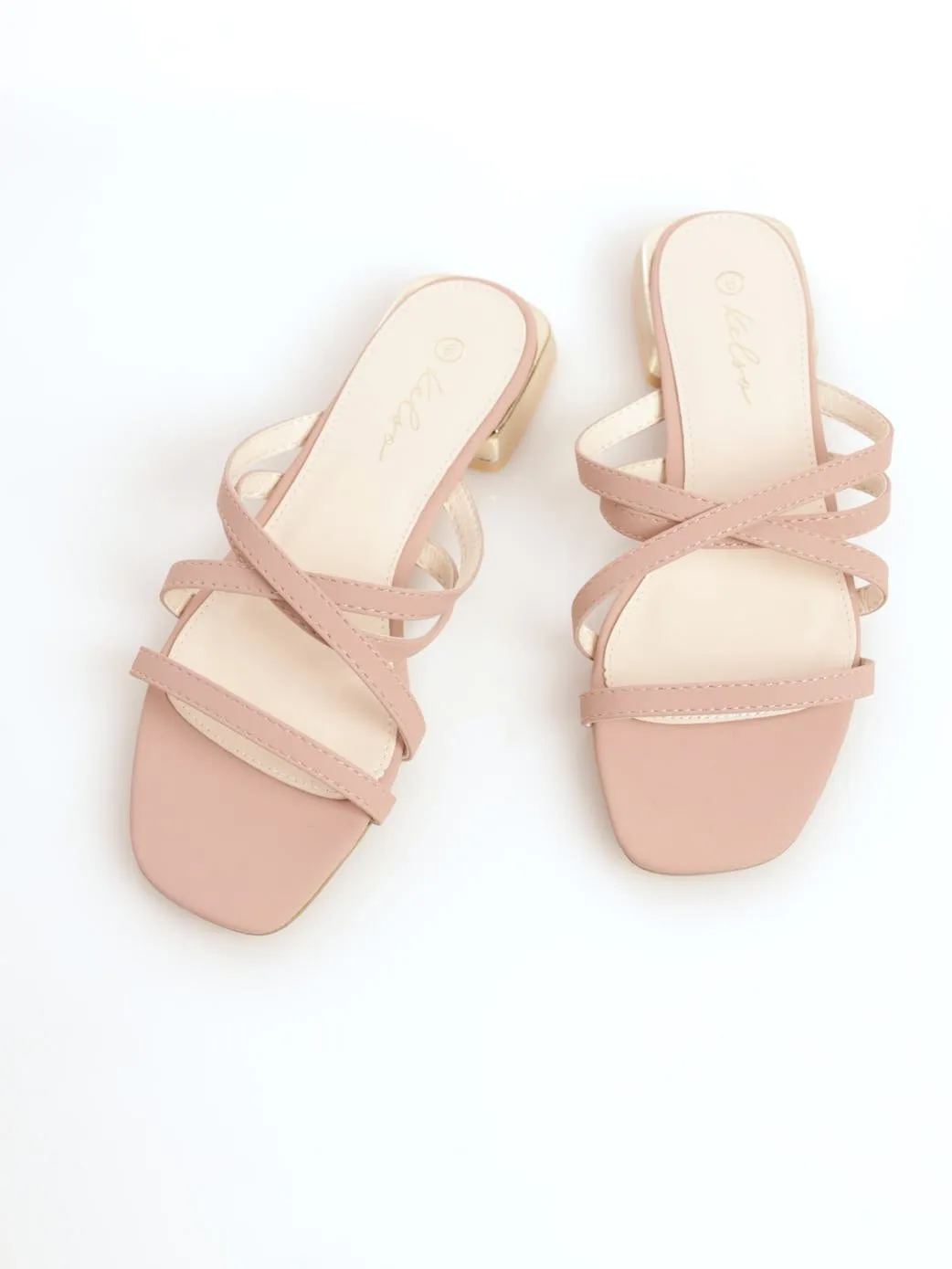 Ladies Tube Strap With Cross-Over Sandal - Blush