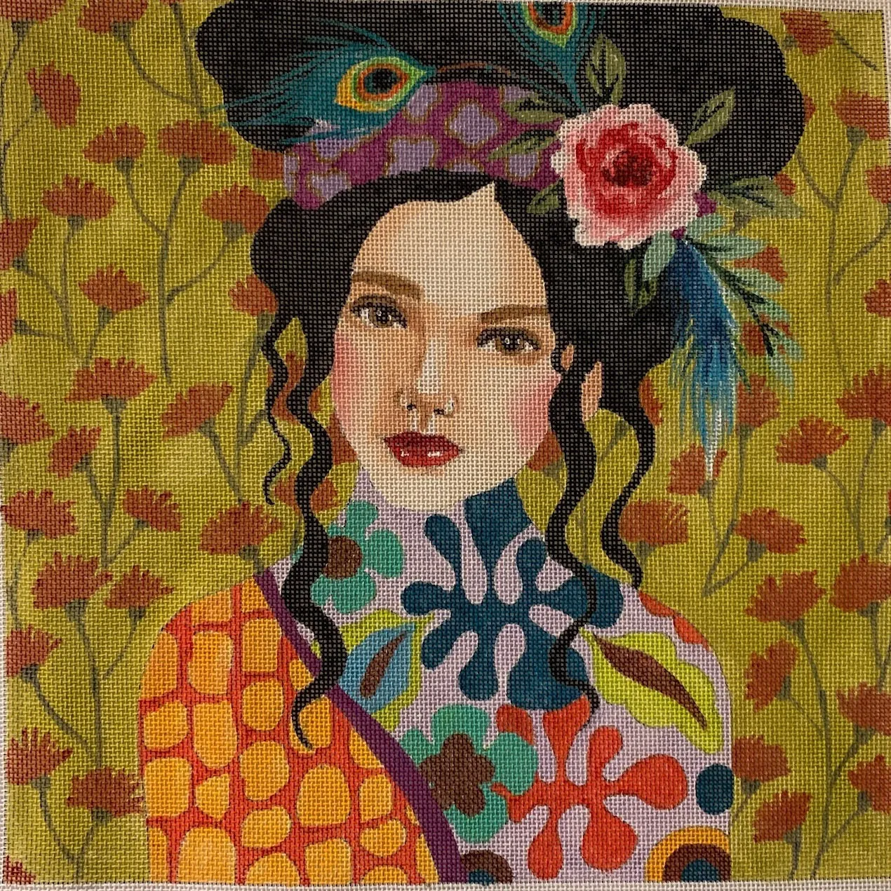 Lady with Lime Green Background