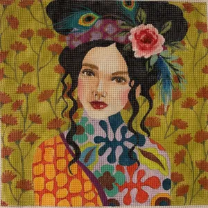 Lady with Lime Green Background