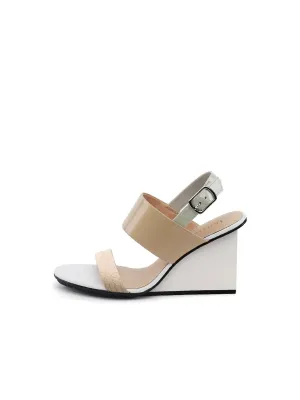 Leather Slingback Wedge Sandal - Neutral